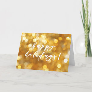 Happy Holidays Gold Sparkles Christmas Holiday Card