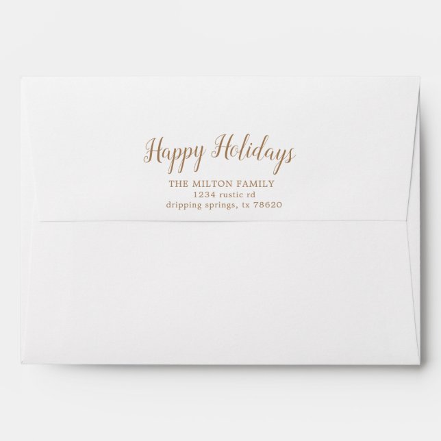 Happy Holidays Gold Stars Pre-addressed envelope (Back (Top Flap))