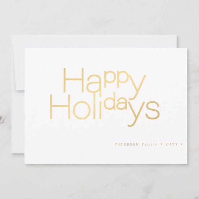 Happy Holidays gold typography simple elegant  Holiday Card (Front)