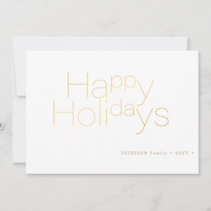 Happy Holidays gold typography simple elegant Holiday Card
