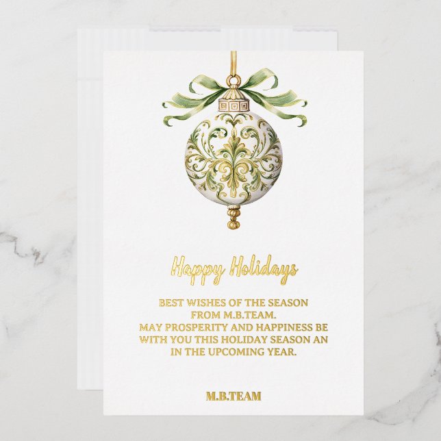 Happy Holidays Gold White Business Holiday Card (Envelope)