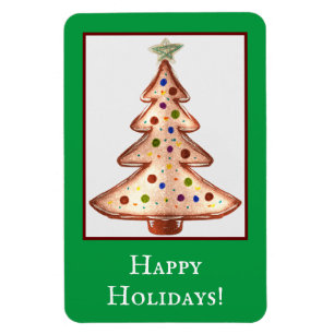Happy Holidays Golden Christmas Tree  Magnet