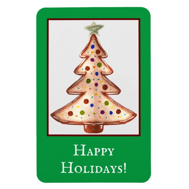 Happy Holidays Golden Christmas Tree  Magnet (Vertical)