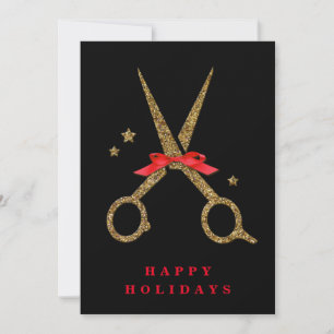 Happy Holidays - Golden glitter Hair Stylist card
