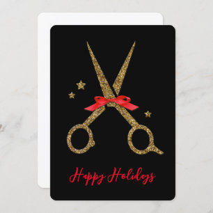 Happy Holidays - Golden glitter Hair Stylist card