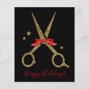 Happy Holidays - Golden glitter Hair Stylist card