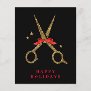 Happy Holidays - Golden glitter Hair Stylist flyer