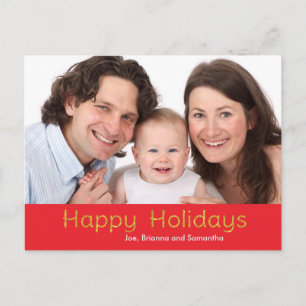 Happy Holidays Golden Sparkle Photo Holiday Postcard