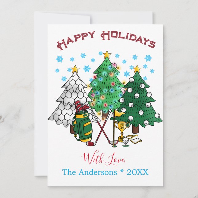 Happy Holidays Golf Christmas Tree Card (Front)