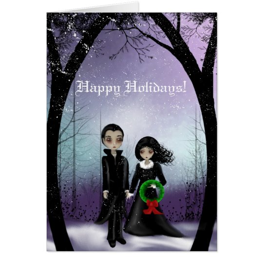 Happy Holidays Goth Couple Greeting Card