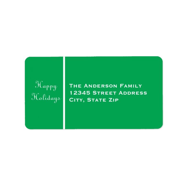 Happy Holidays Green Banner - Address Label (Front)