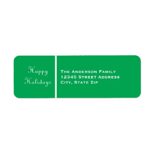 Happy Holidays Green Banner - Return Address Label