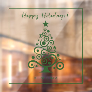 Happy Holidays Green Christmas Tree Decoration Window Cling