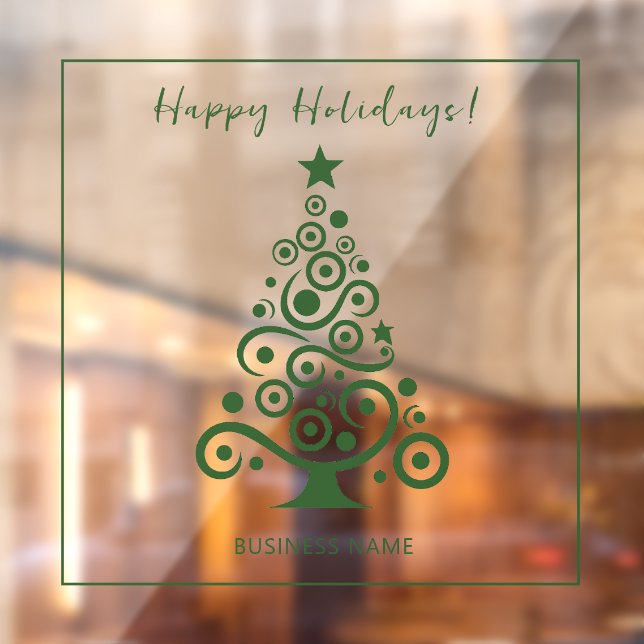 Happy Holidays Green Christmas Tree Decoration Window Cling (Sheet 2)