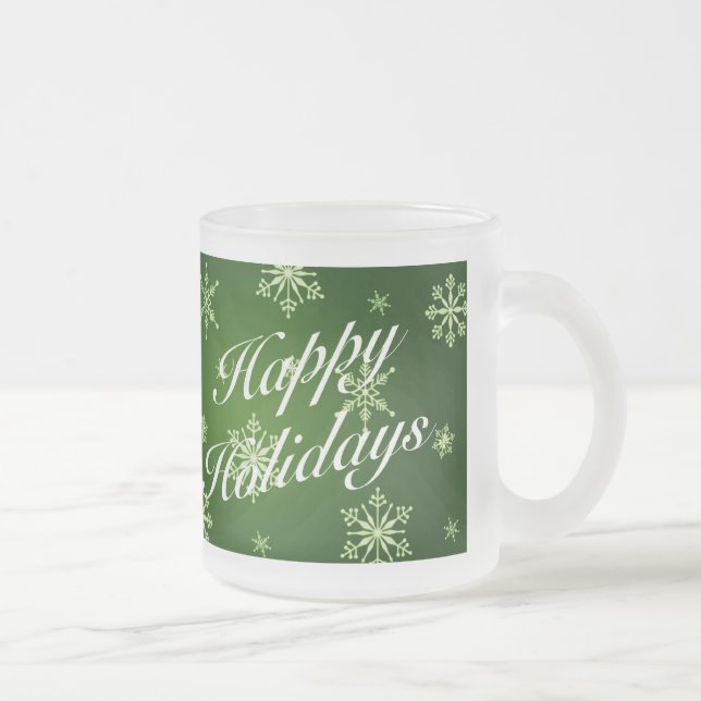 Happy Holidays Green Holiday Glass Mug Set (Right)