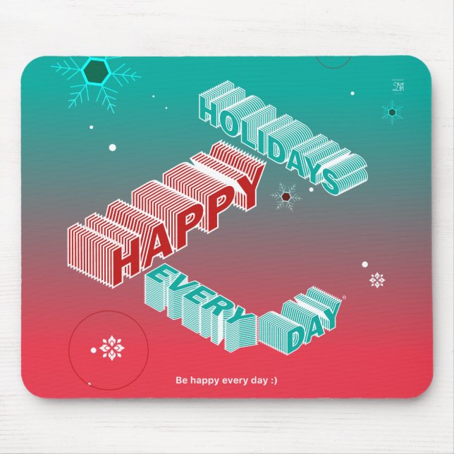 Happy Holidays, Green & Pink Mouse Mat (Front)