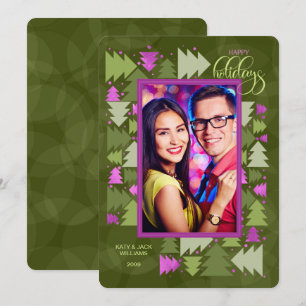 Happy Holidays Green Purple Holiday Trees Photo