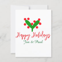 Happy holidays green red couple name green leaf