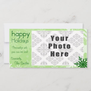 Happy Holidays Green Themed Snowflake Holiday Card