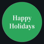"Happy Holidays" green white Classic Round Sticker<br><div class="desc">"Happy Holidays" green white Classic Round Sticker</div>