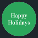 "Happy Holidays" green white Classic Round Sticker<br><div class="desc">"Happy Holidays" green white Classic Round Sticker</div>