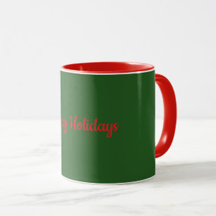 Happy Holidays Green with Red Trim, Mug