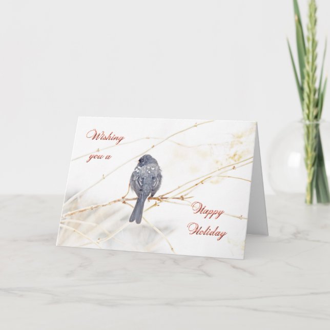 Happy Holidays Greeting Card - Dark-Eyed Junco (Front)