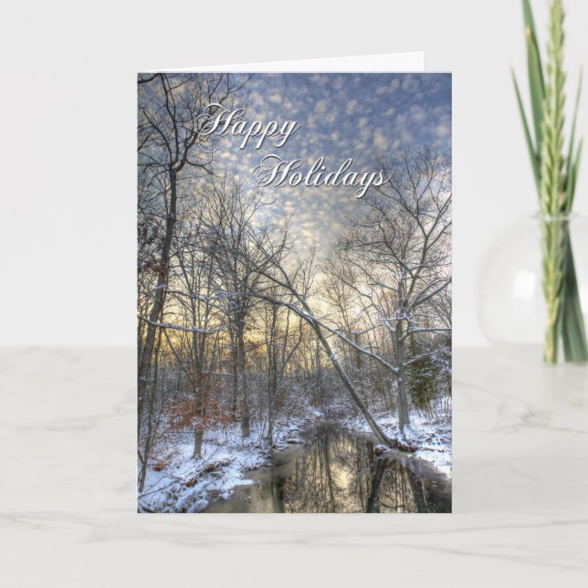 Happy Holidays Greeting Card - Twilight Landscape (Front)