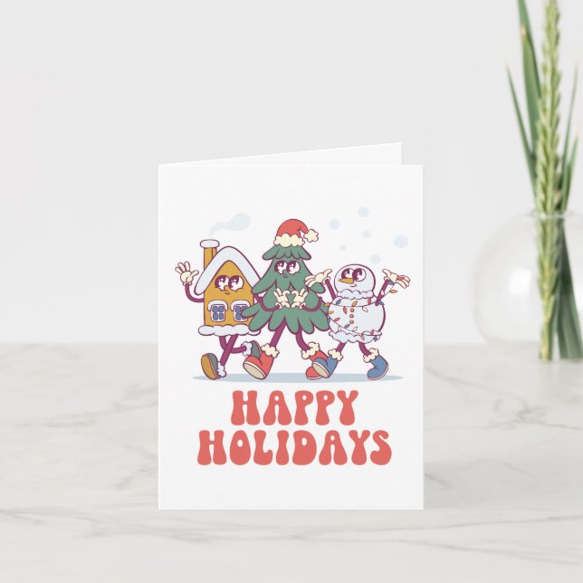 Happy Holidays: Groovy Festive Trio Card (Front)