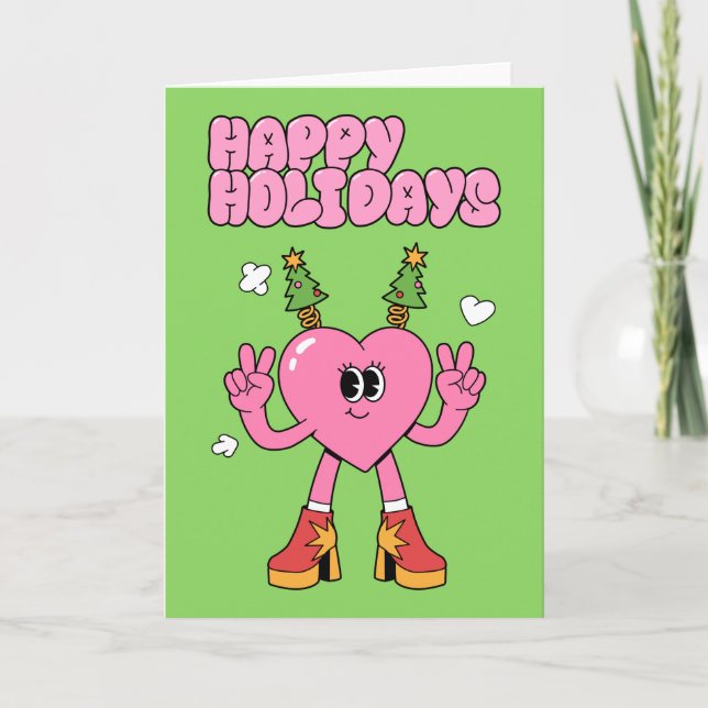 Happy Holidays - Groovy Heart of the Season Holiday Card (Front)