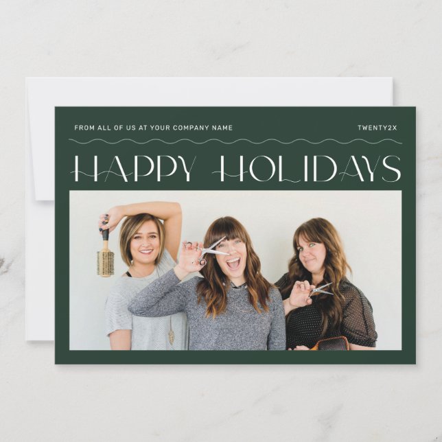 Happy Holidays Group Photo Corporate Holiday Card (Front)
