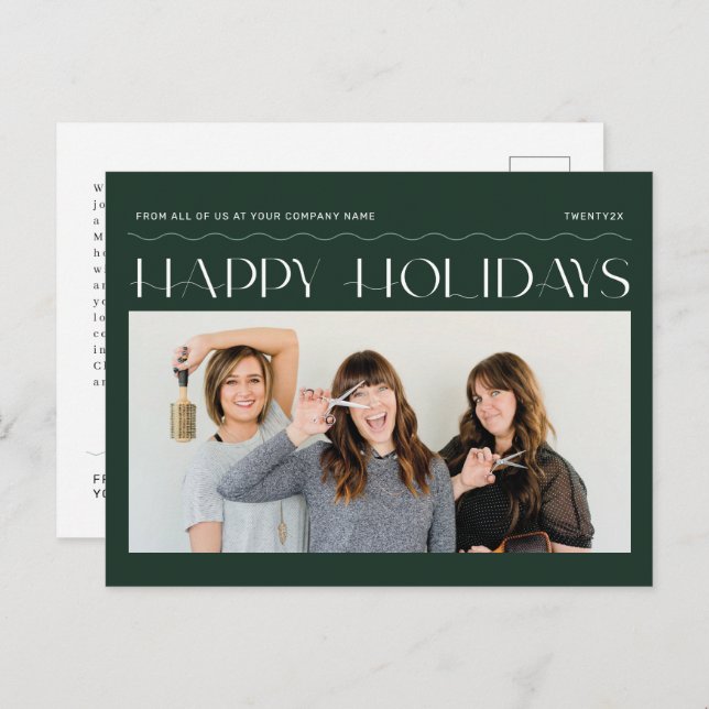 Happy Holidays Group Photo Corporate Holiday Card (Front/Back)