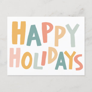 HAPPY HOLIDAYS Handmade Custom Christmas Postcard