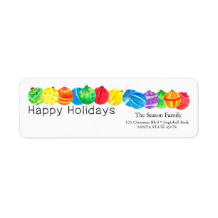 Happy Holidays handpainted watercolor label