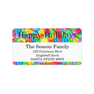 Happy Holidays handpainted watercolor label