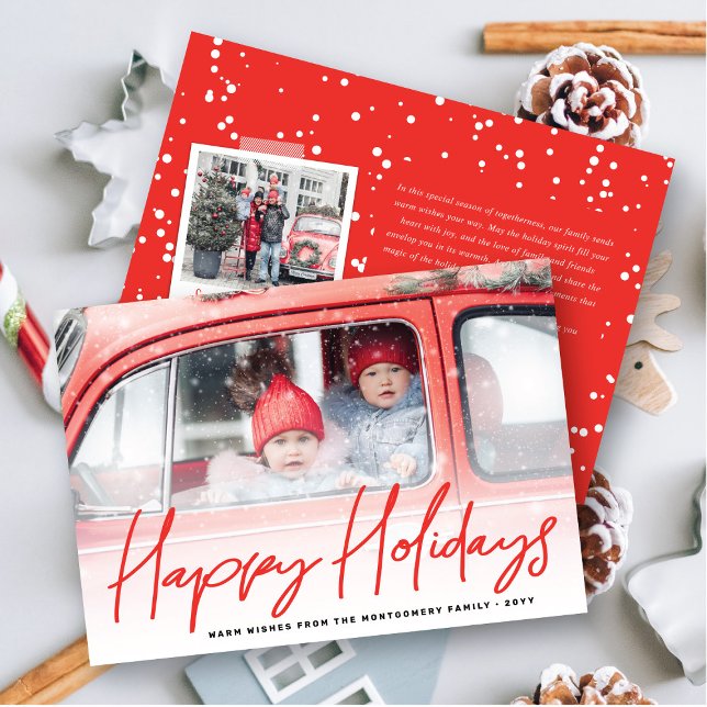 Happy Holidays Handwriting Script Photo Modern Holiday Card (Creator Uploaded)