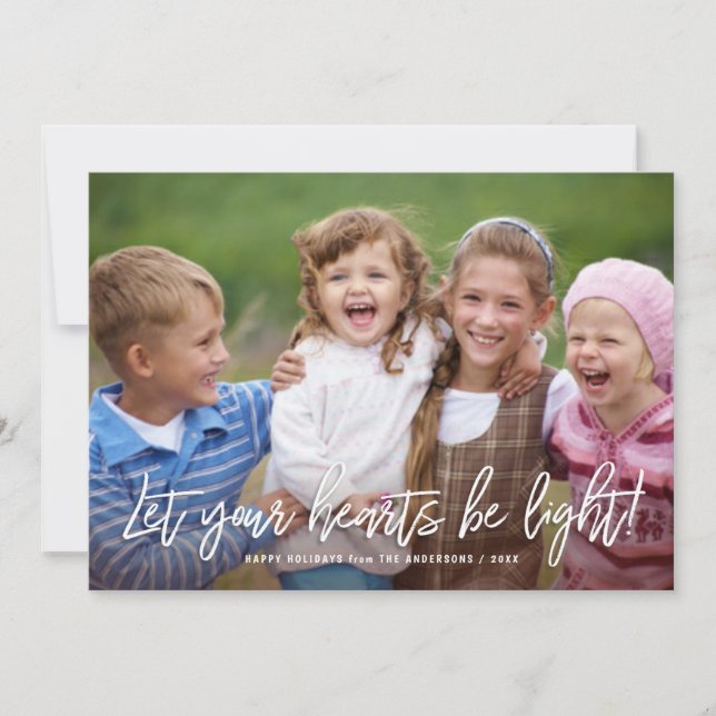 Happy Holidays Handwritten Script Quote over Photo Holiday Card (Front)