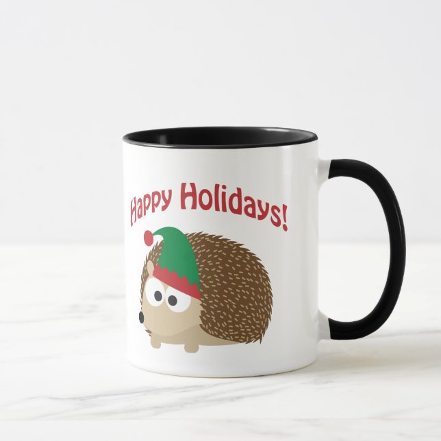 Happy Holidays! Hedgehog Elf Mug (Right)