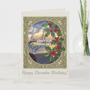 Happy Holidays Holly Berry Art Nouveau Christmas Card