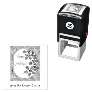Happy Holidays Holly Berry Art Nouveau Christmas Self-inking Stamp