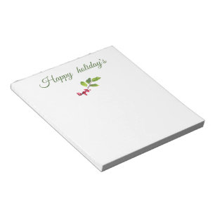 Happy holiday's holly berry branch traditional notepad