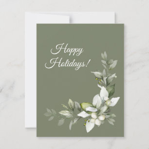 Happy Holidays holly winter watercolour  Holiday Card