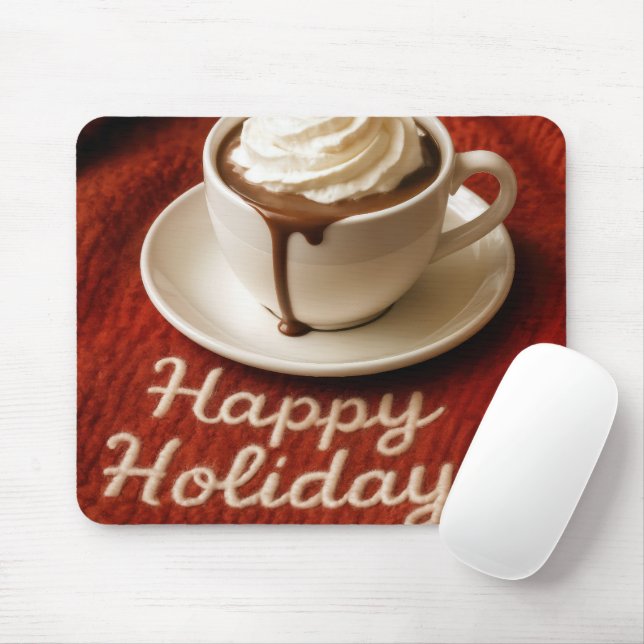 Happy Holidays Hot Cocoa On a Blanket Mouse Mat (With Mouse)