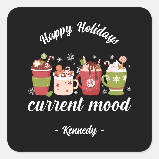 Happy Holidays - Hot Cocoa Square Sticker (Front)