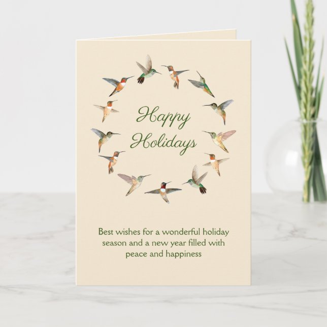 Happy Holidays Hummingbird Holiday Card (Front)