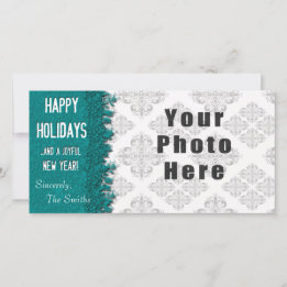 Happy Holidays Ice Blue Snowflake Holiday Card