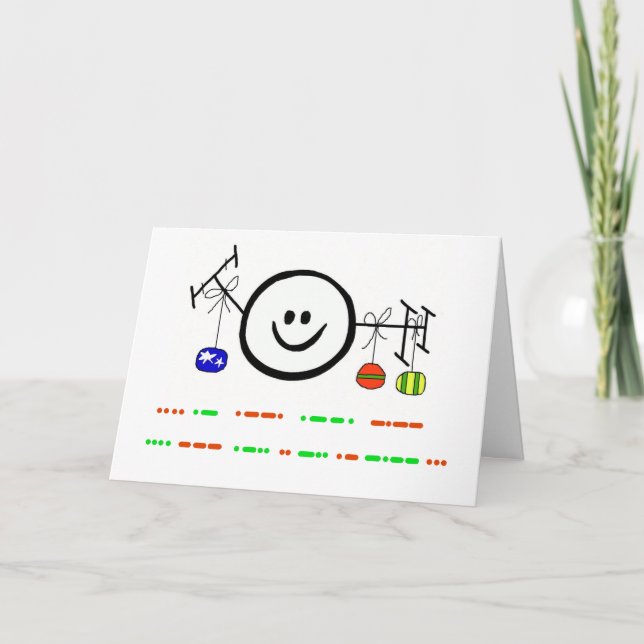 Happy Holidays in Morse Code Card + Happy Ham (Front)