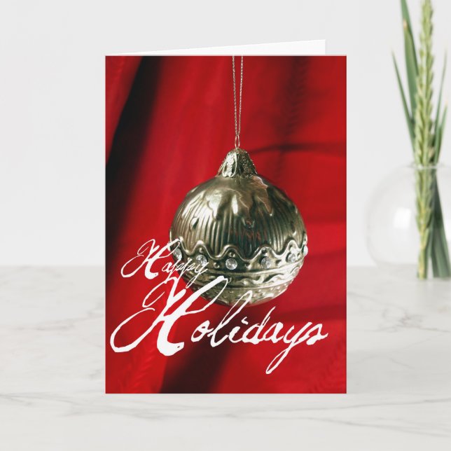 Happy Holidays in red Holiday Card (Front)