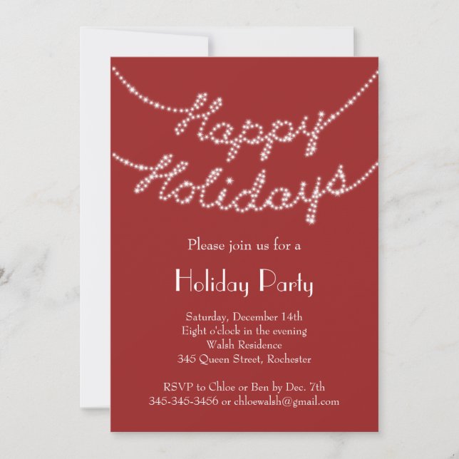 Happy Holidays in Twinkle Lights Party Invitation (Front)
