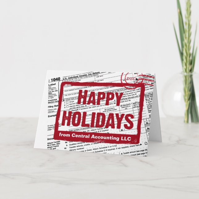 Happy Holidays Income Tax Form  Holiday Card (Front)